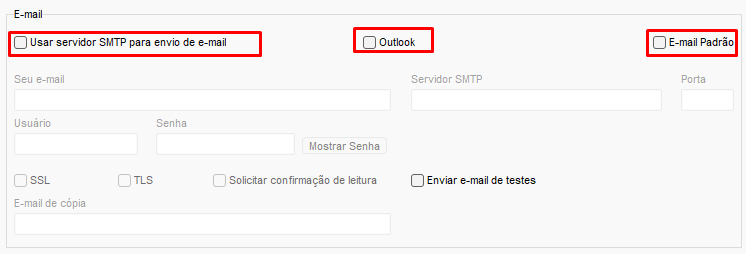 Configurações de E-mail