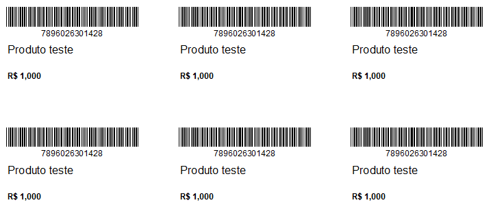 Exemplo de etiqueta impressa